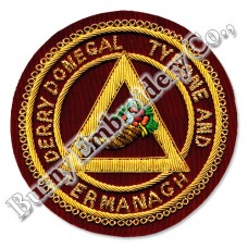 Masonic Regalia Triangled Round Shape Hands Embroidery Blazer Badg